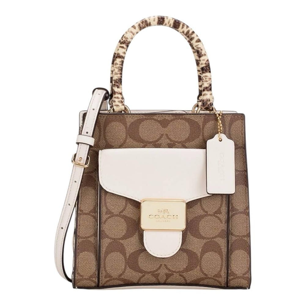 COACH PEPPER Mini Crossbody Signature Canvas Snakeskin Leather C7227 NWT